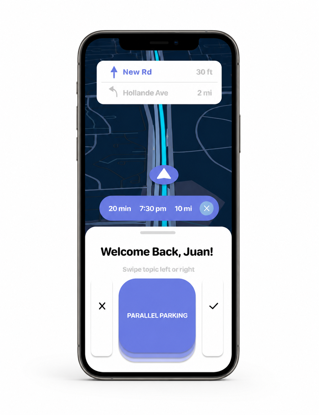 Course Correct app on device